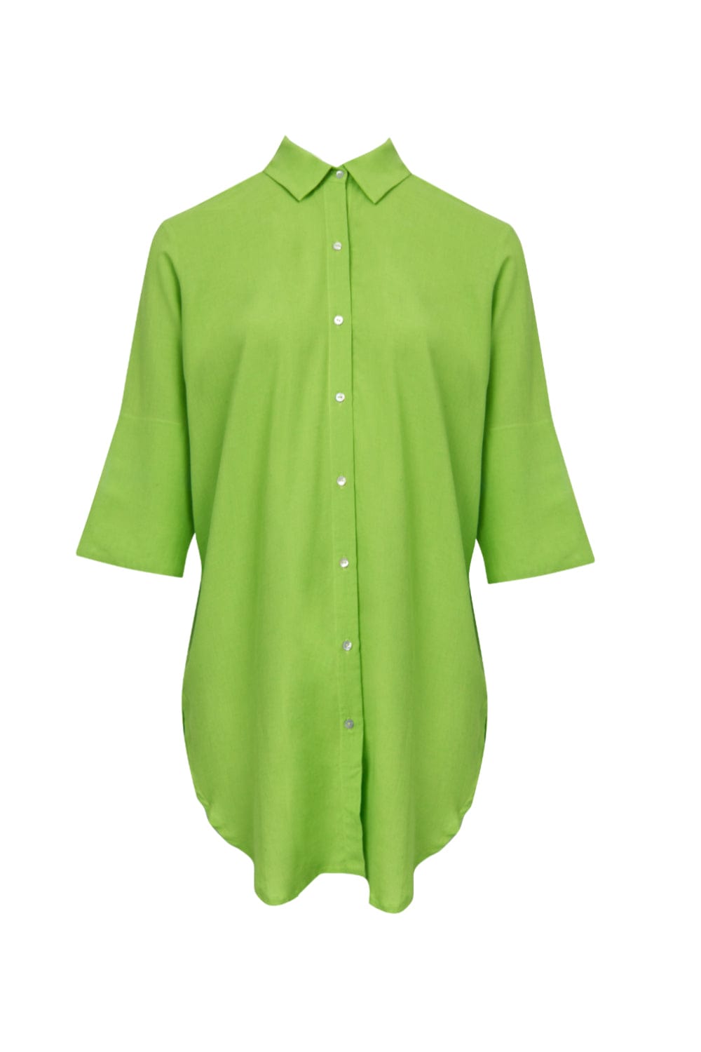 Lenny Niemeyer - Vestido Curto Chemisier Viscolinho Lime