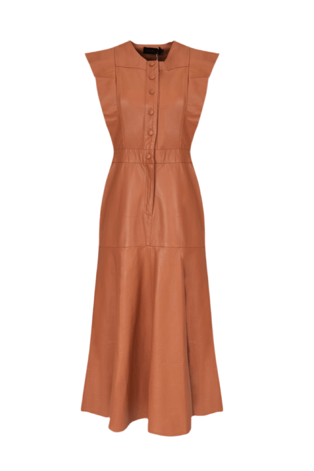 M Leal - Vestido Midi Couro Amêndoa Caramelo