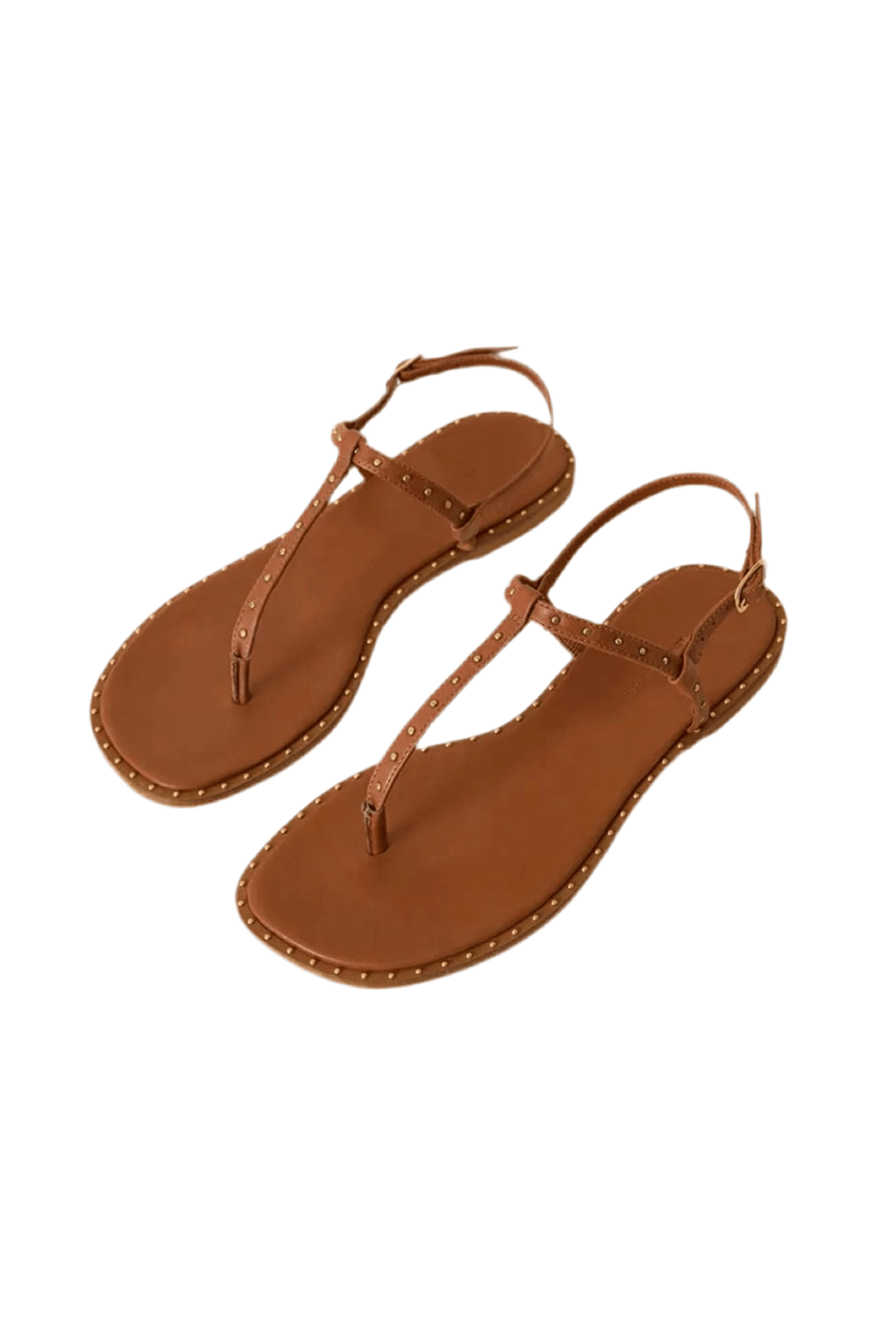 Lenny Niemeyer - Sandália Rasteira Couro Studs Caramelo