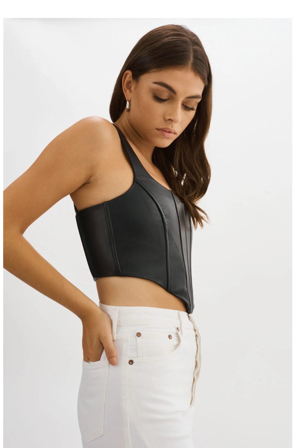 Lamarque - Blusa Cropped Couro Tabia Preto