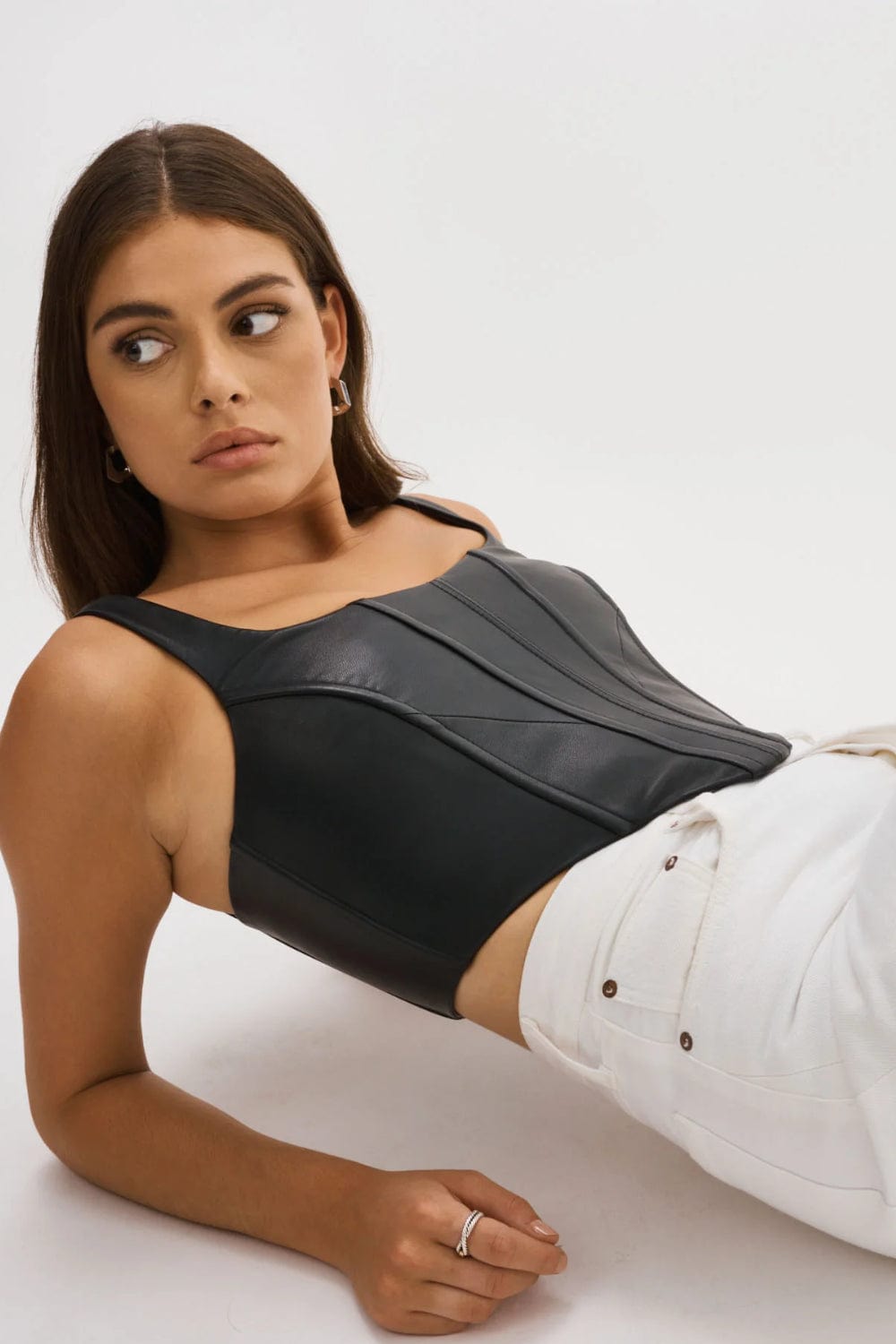 Lamarque - Blusa Cropped Couro Tabia Preto