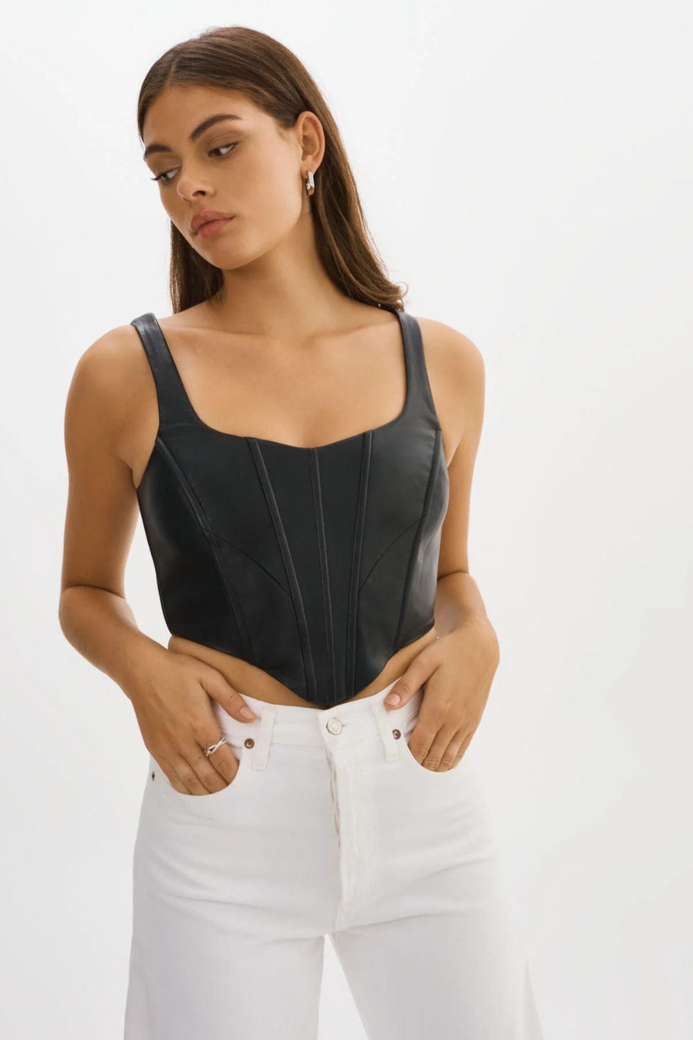 Lamarque - Blusa Cropped Couro Tabia Preto