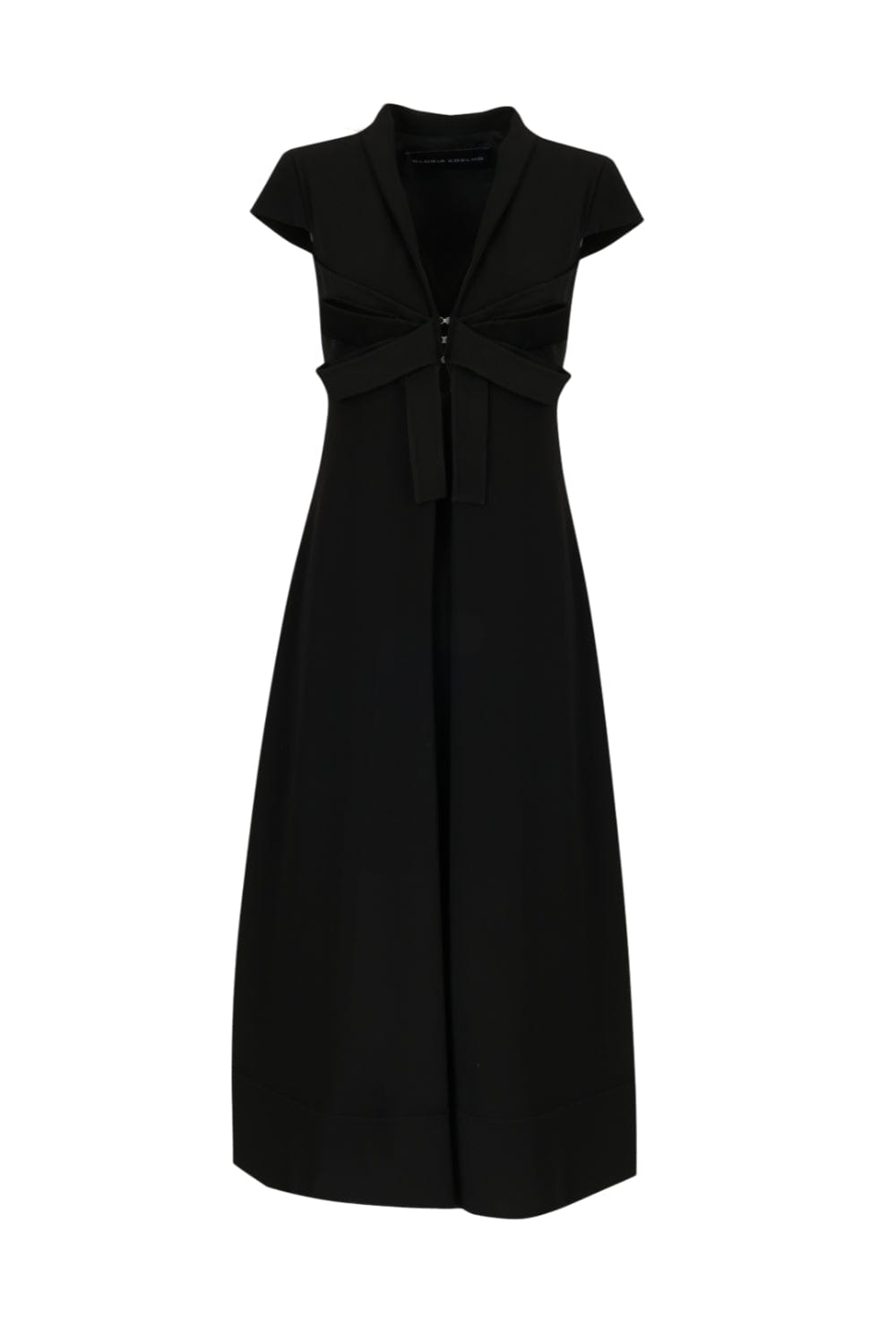 Glória Coelho - Vestido Midi Crepe Laços Preto