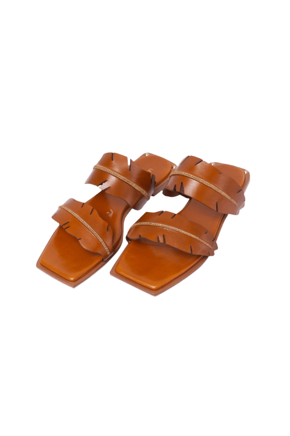 Le Borô - Rasteira Flat Bananeira Couro Caramelo