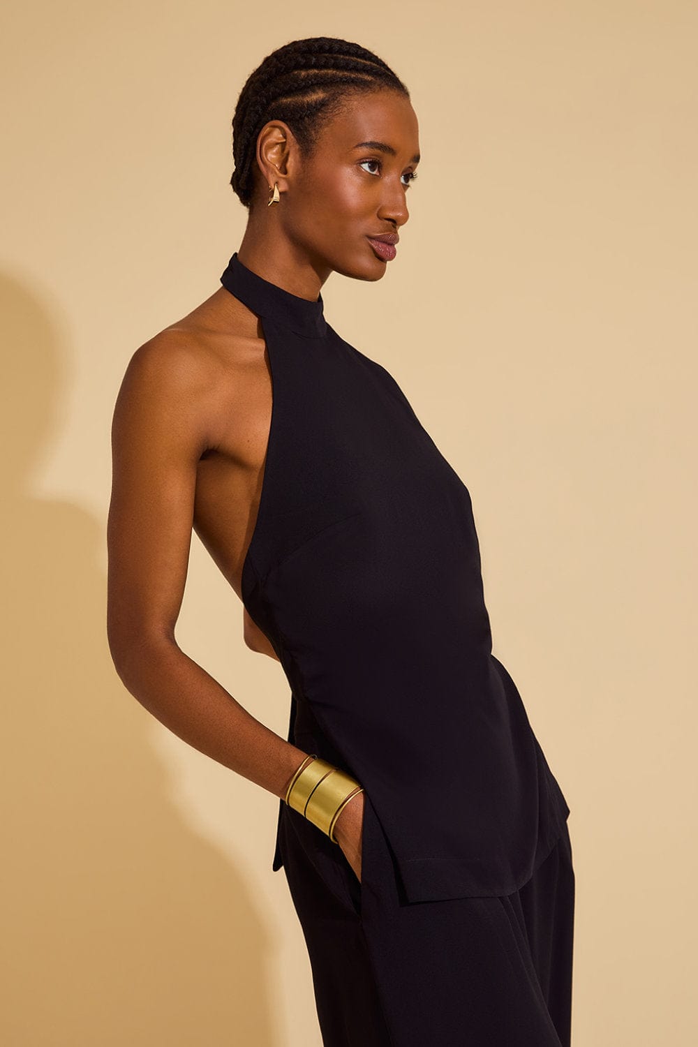 Lenny Niemeyer - Blusa sem Manga  Gola Alta Frente Única Preto