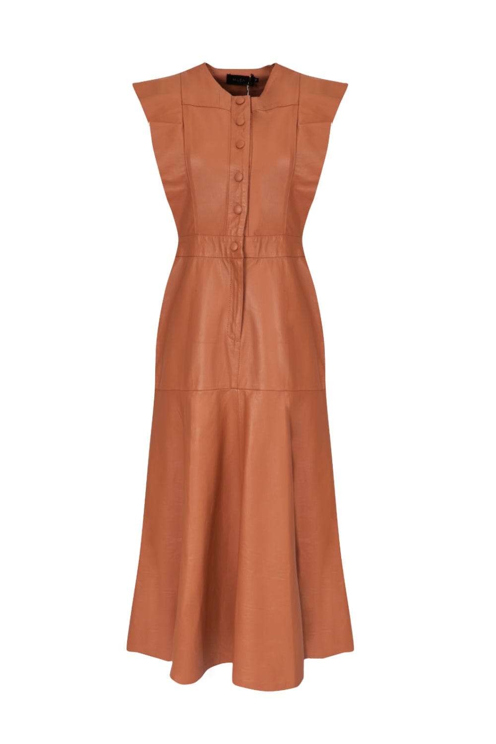 M Leal - Vestido Midi Couro Amêndoa Caramelo