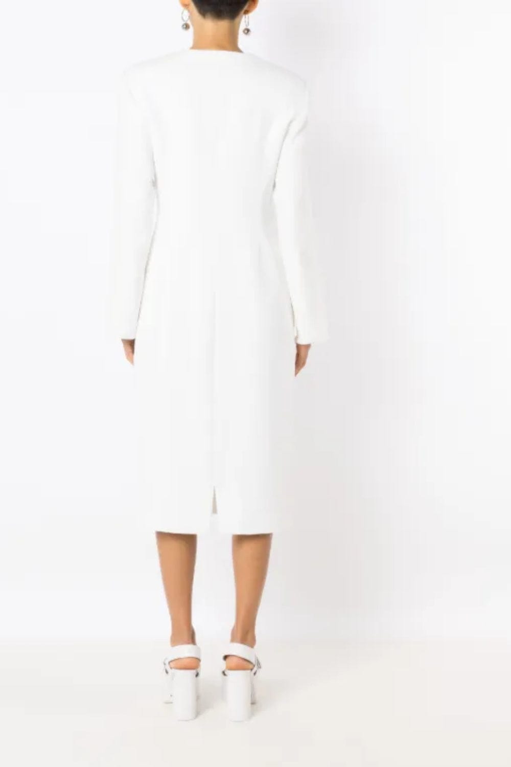 Glória Coelho - Vestido Midi Alfaiataria Mangas Fendidas Off White