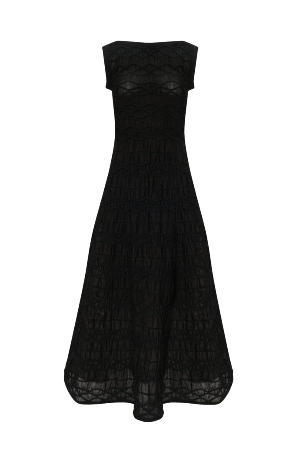 Coven - Vestido Longo Tricot Cordas Tridimensionais Preto