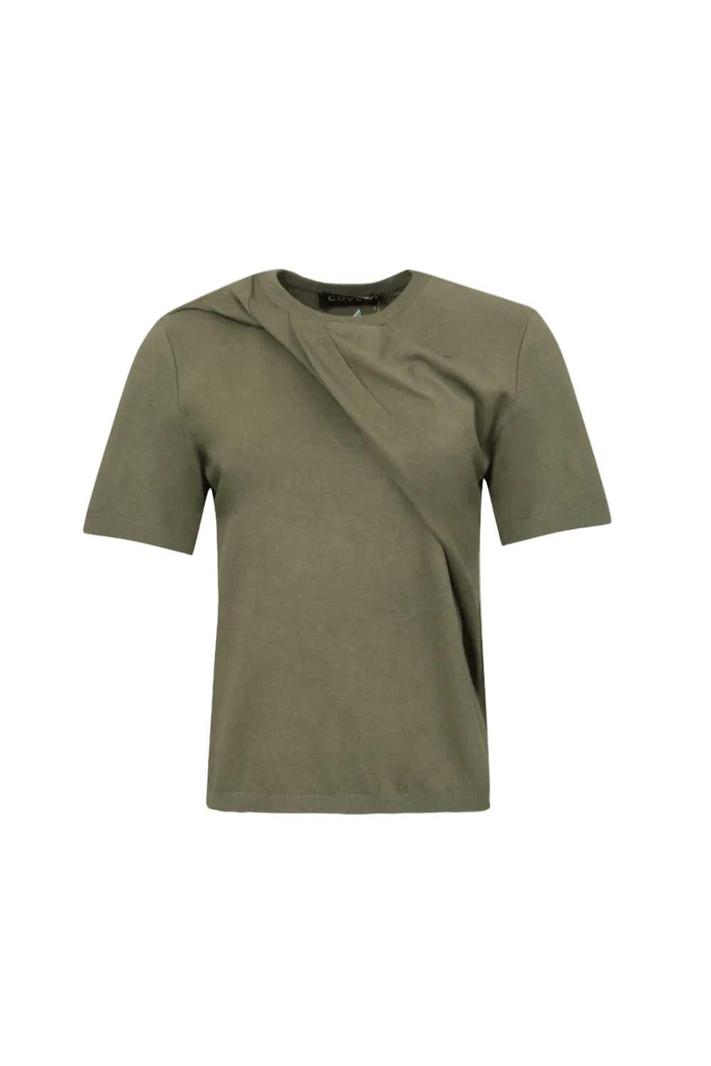 Coven - Blusa Manga Curta Tricot Torcido Verde Militar