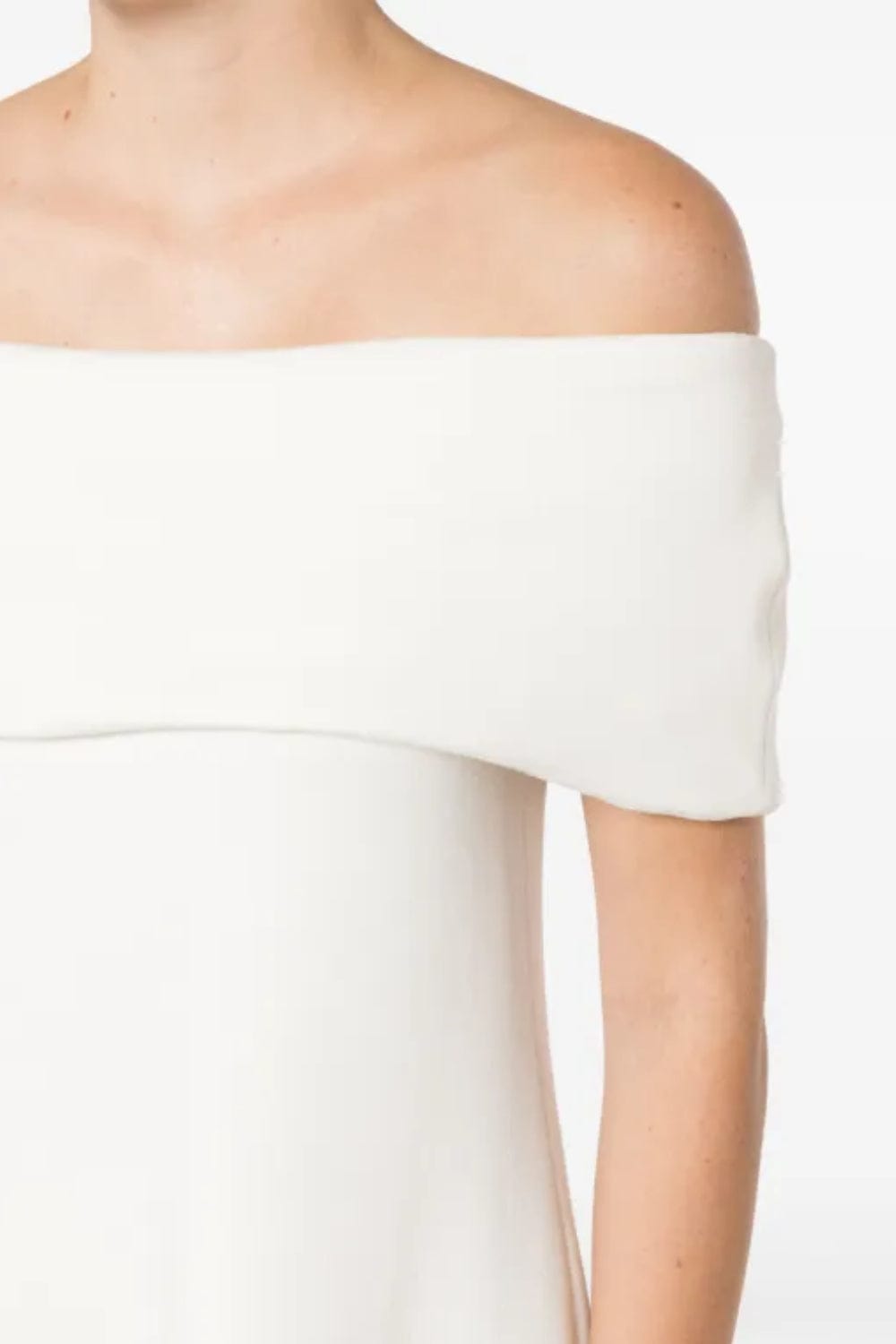 Glória Coelho - Vestido Midi Ombro a Ombro Malha V2188 Off White