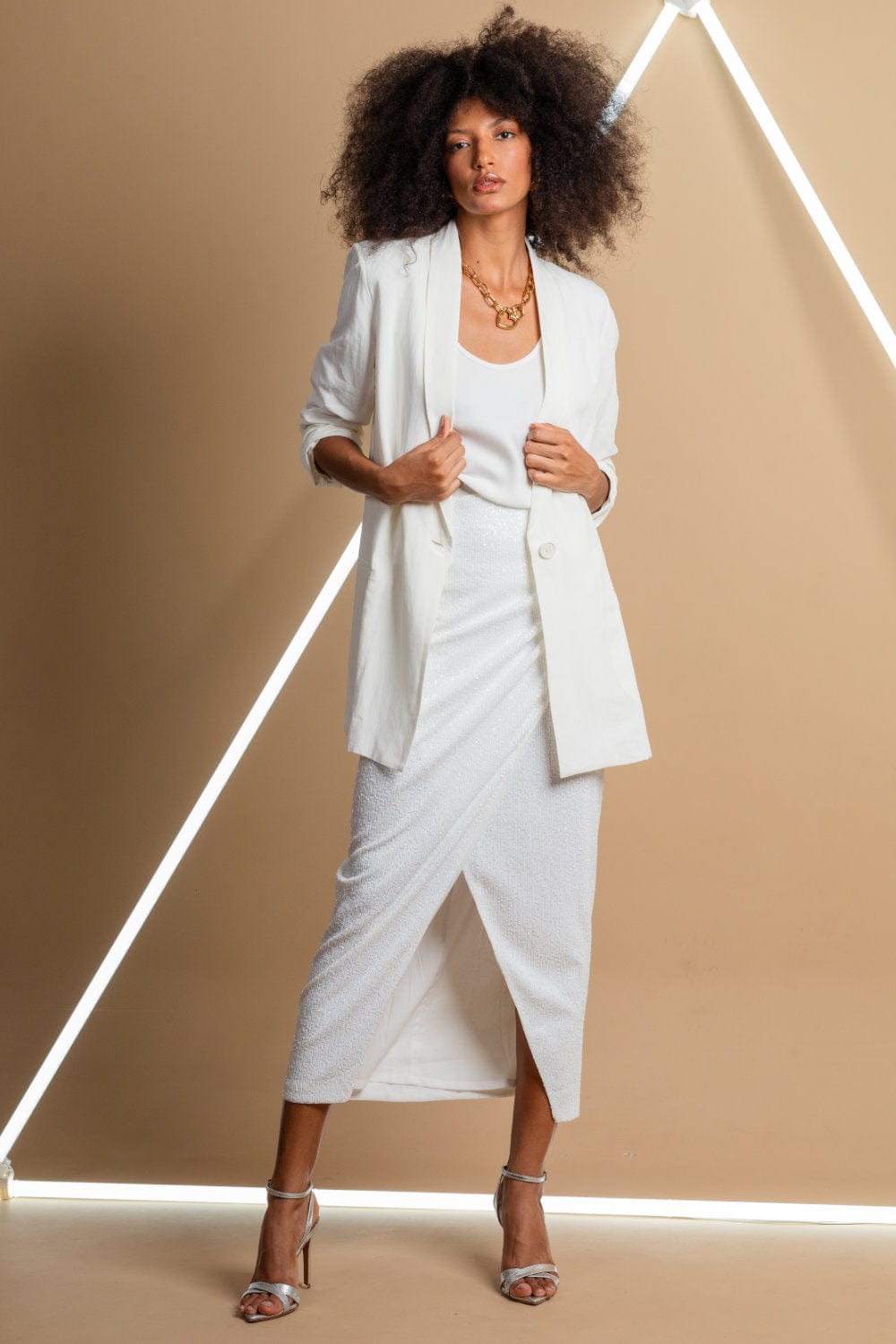 Access - Saia Midi Envelope Paetês Off White