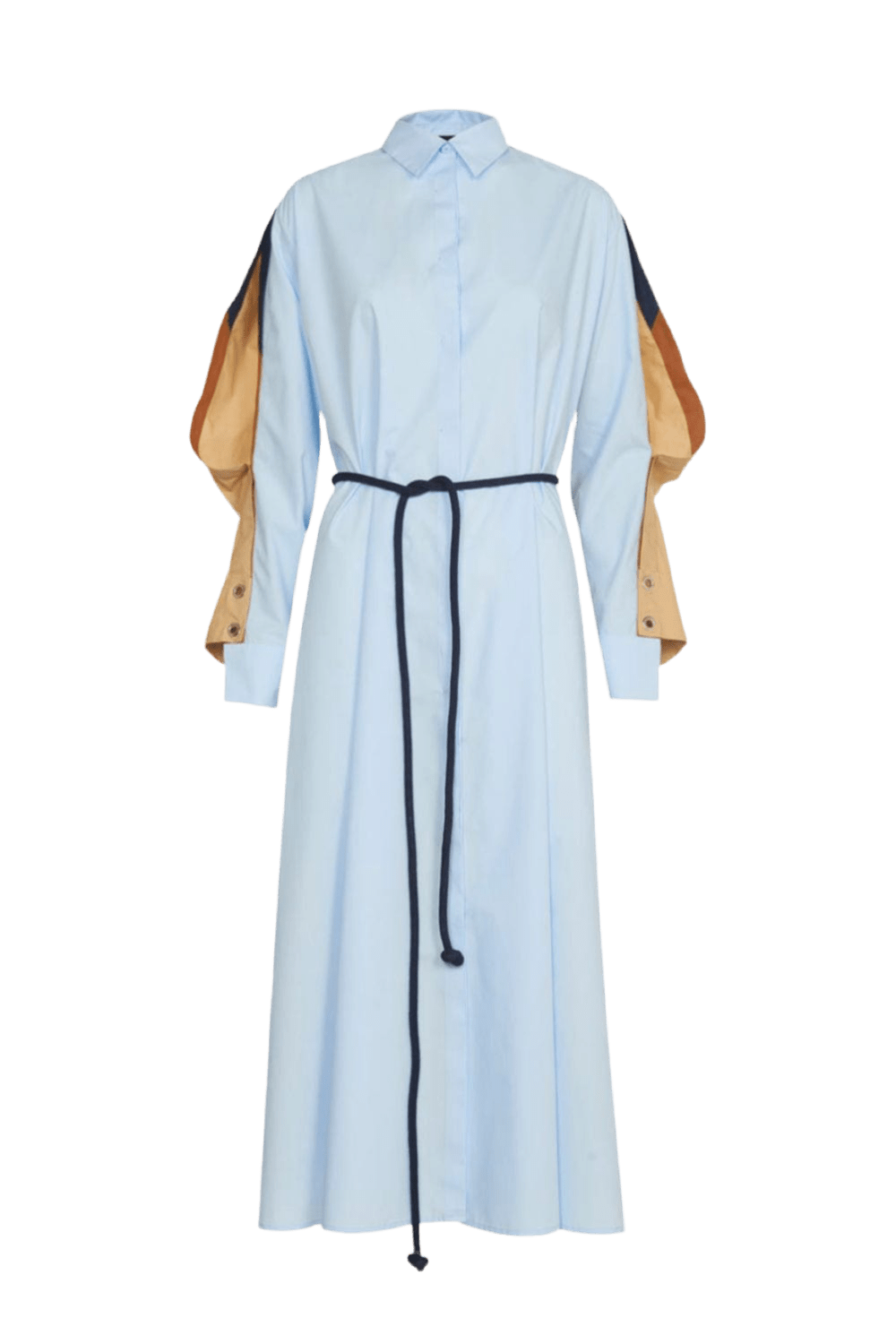 Coven - Vestido Midi Chemisier Midi Manga Longa Geométrico