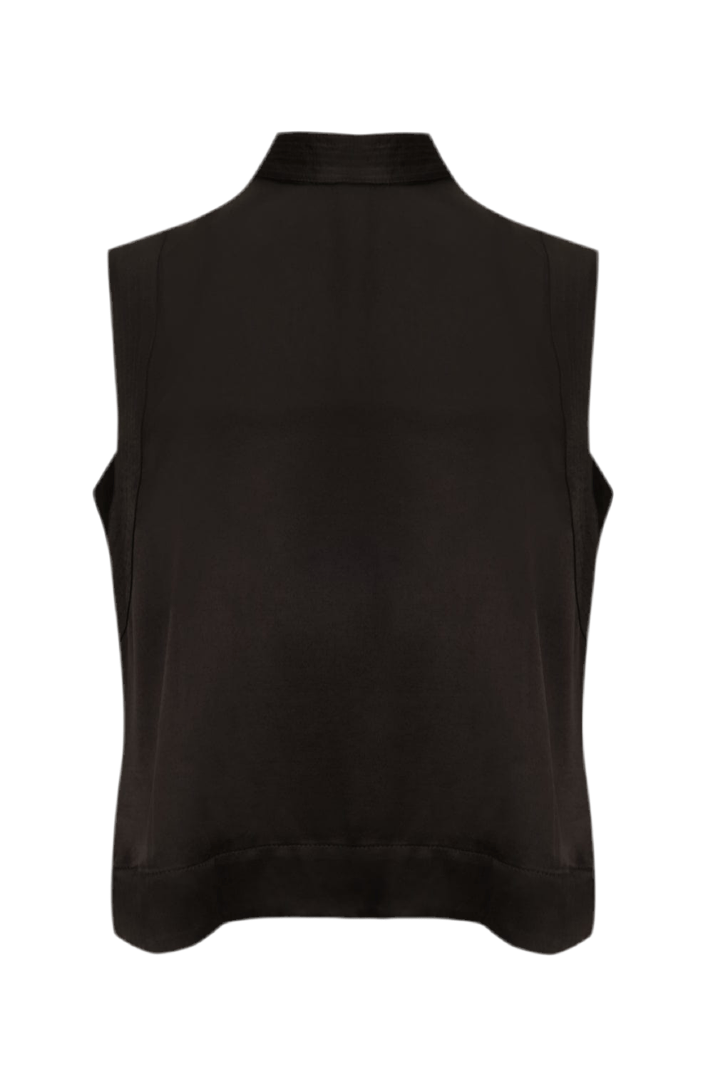Viviane Furrier -  Blusa sem Manga Pesponto Satin Preto