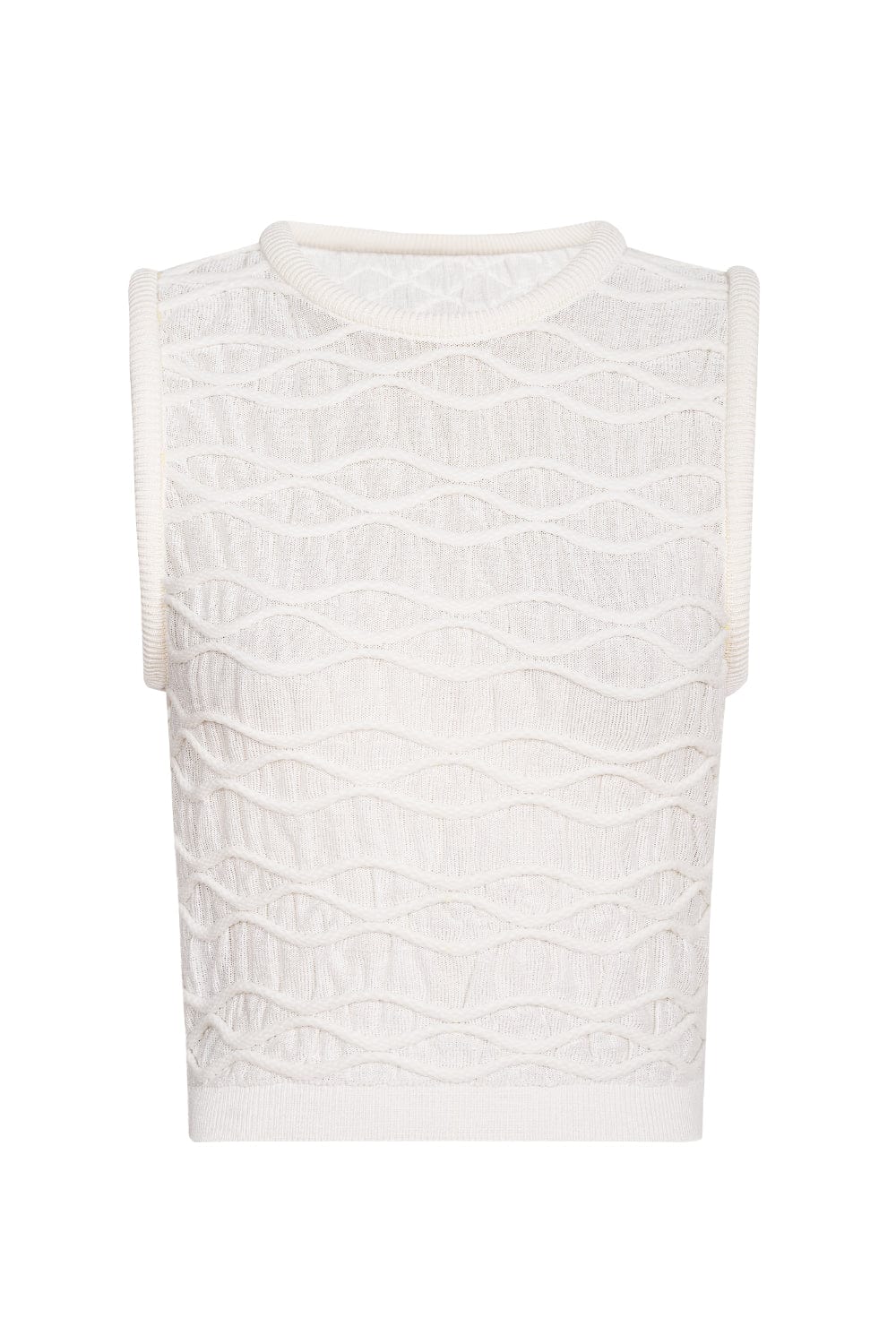 Coven - Blusa Cropped Sem Manga Tricot Cordas Tridimensionais Branco