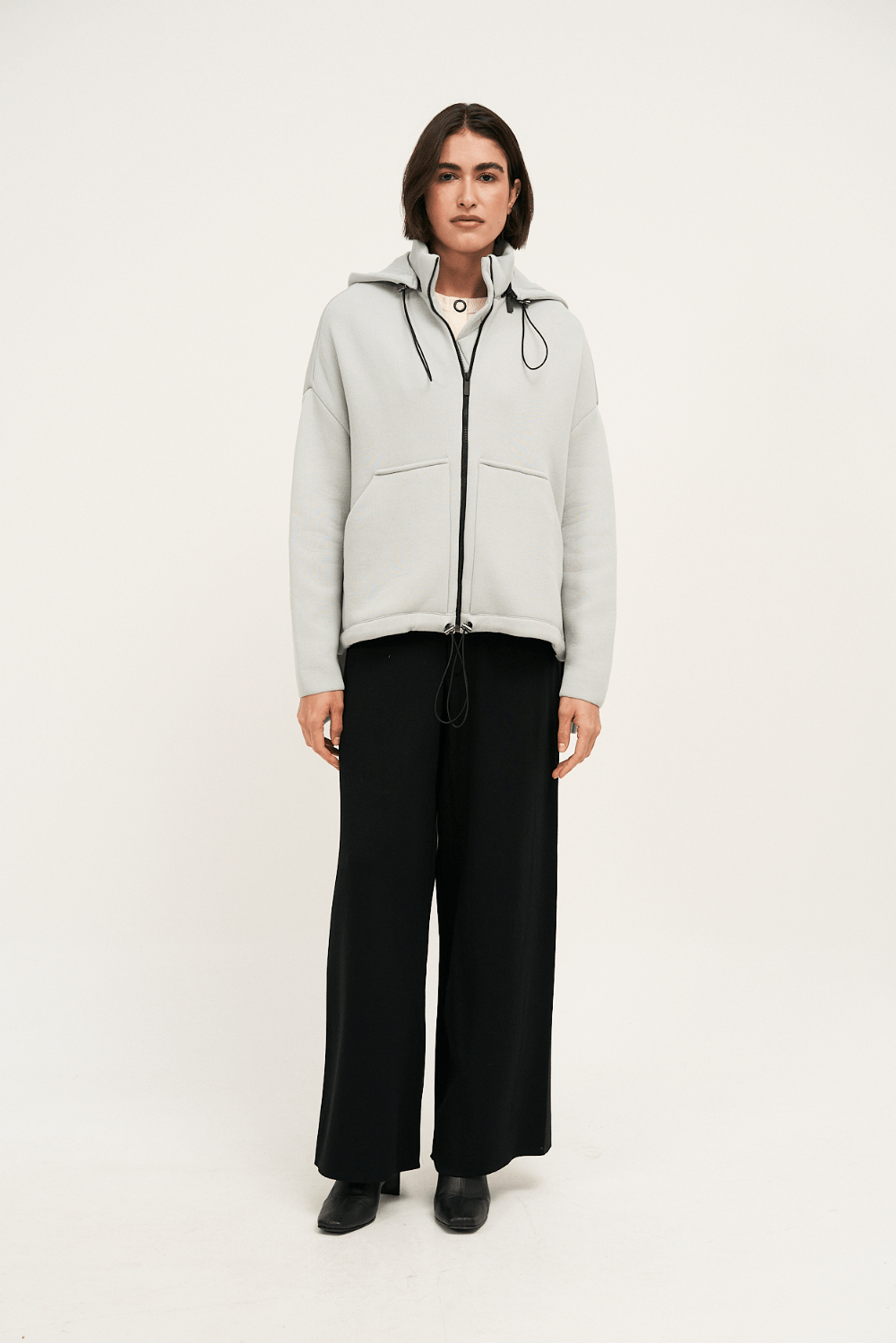 Coven - Casaco Tricot Neoprene Ilita Cinza