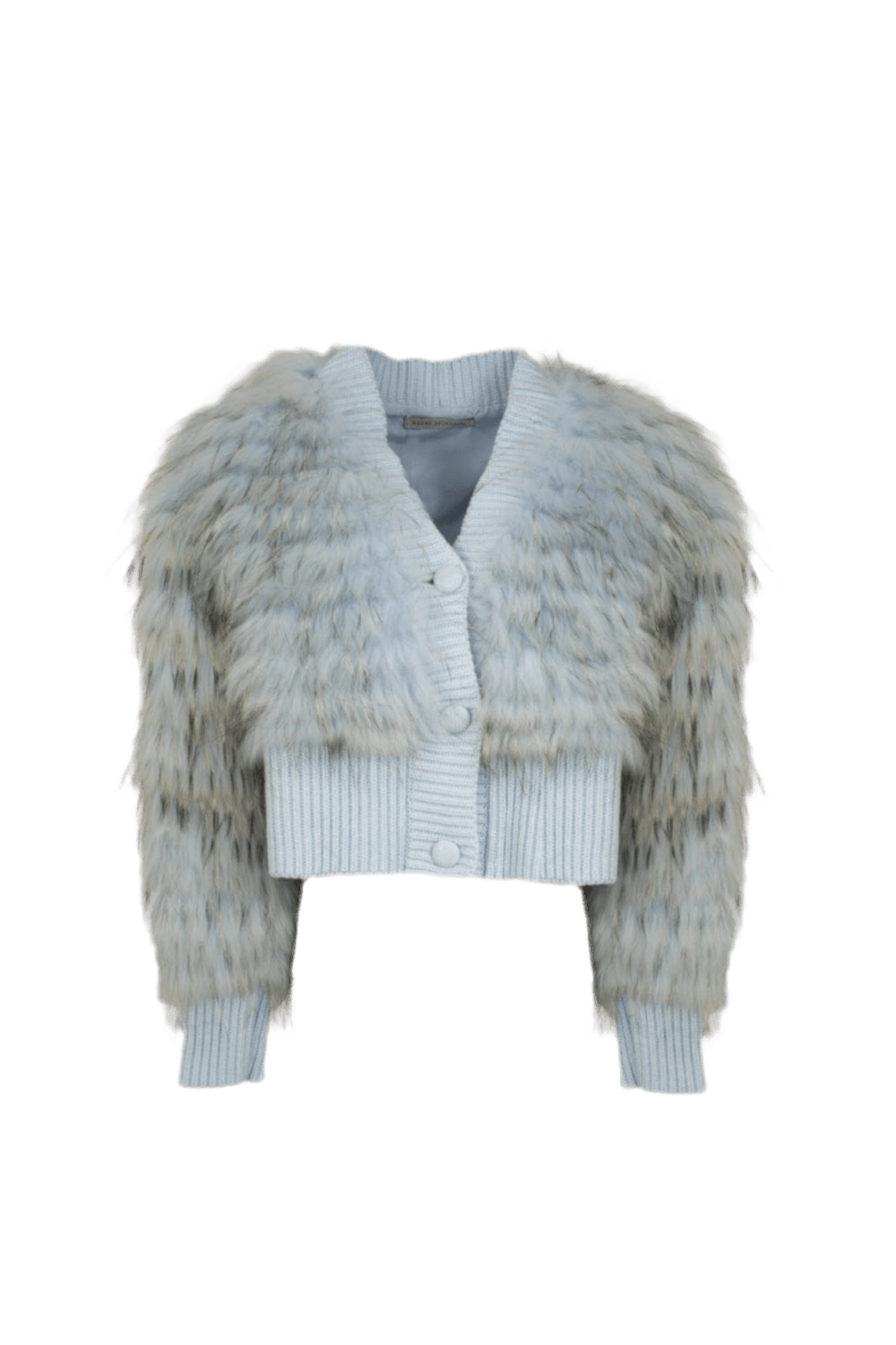 Madre Reina - Casaco Gola Tricot Azul Claro