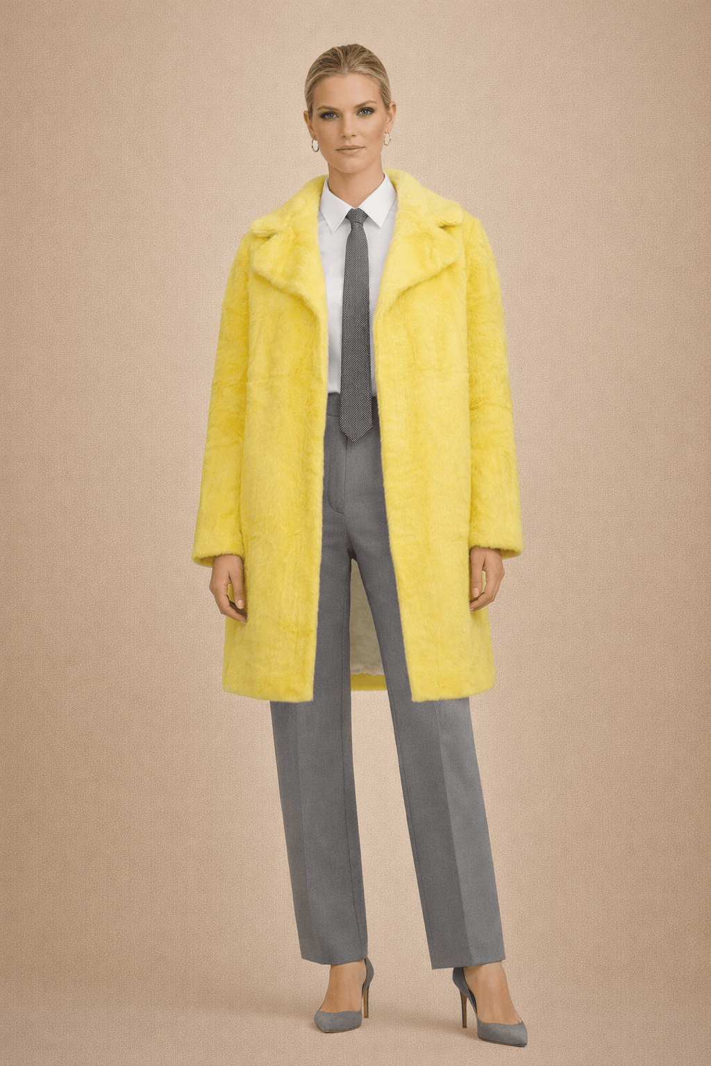 Jayley - Casaco Pêlo Sintético Duchess Amarelo