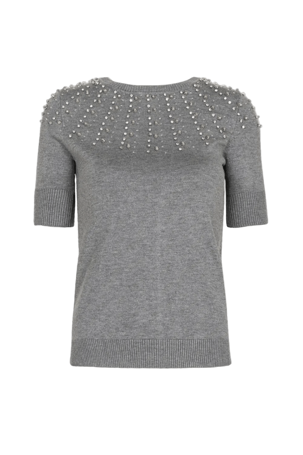 Spell - Blusa Manga Curta com Cristais Frontal Cinza