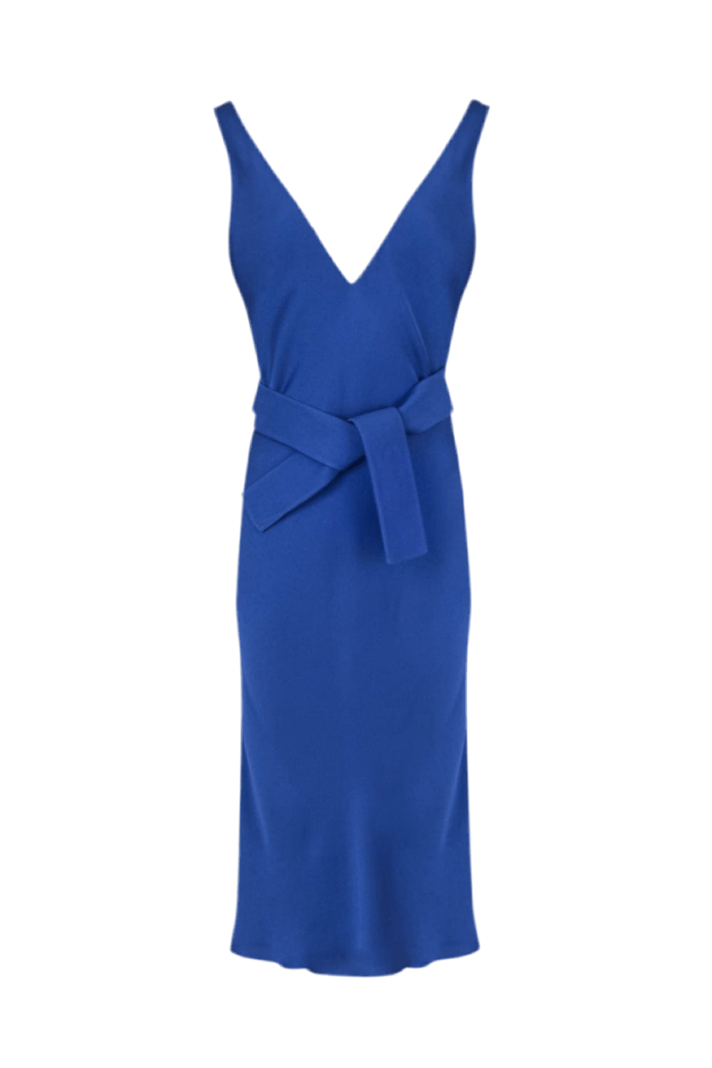 Glória Coelho - Vestido Midi Crepe Patou Decote V Frente e Costas Azul Royal