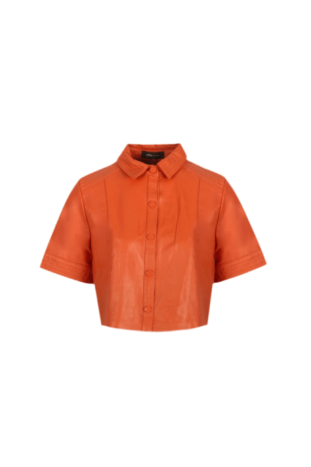 Madre Reina - Camisa Cropped Manga Curta Couro Laranja