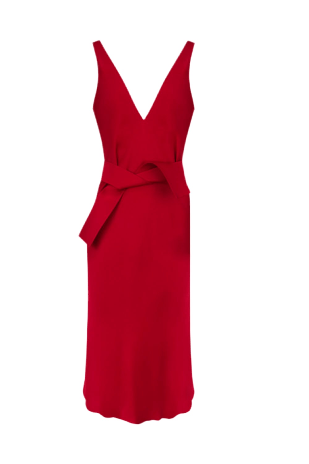 Glória Coelho -  Vestido Midi  em Crepe Patou Decote V Frente e Costas Vermelho Scarlet