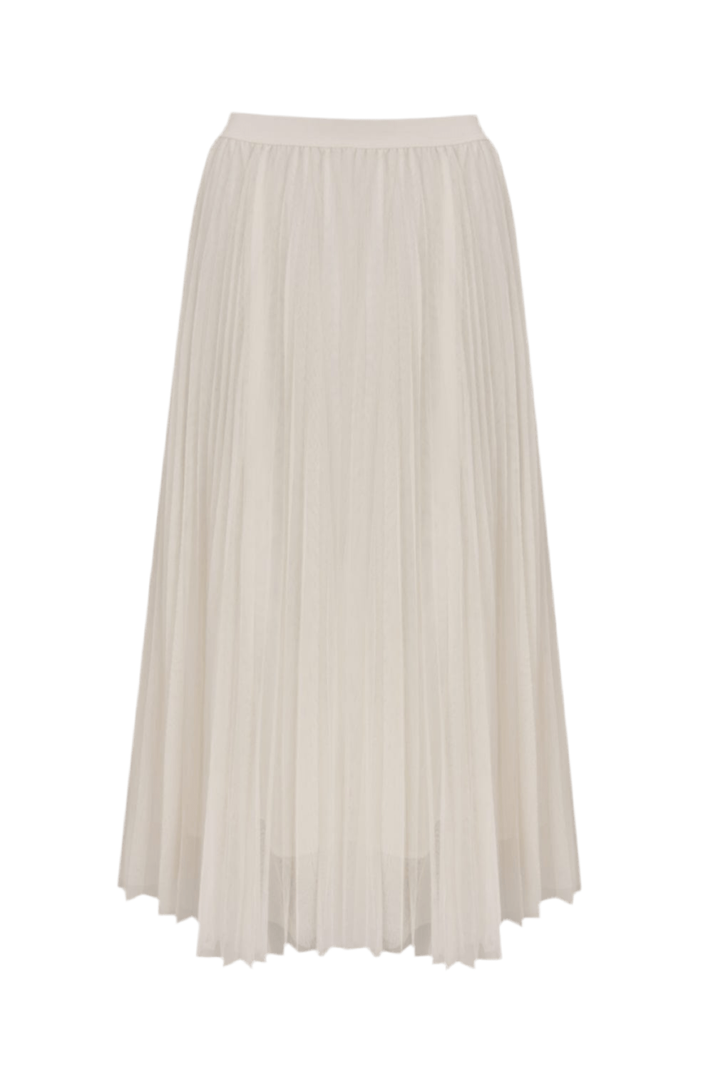 Tara Jarmon Paris- Saia Midi Tule Plissada  Juillet  Off White