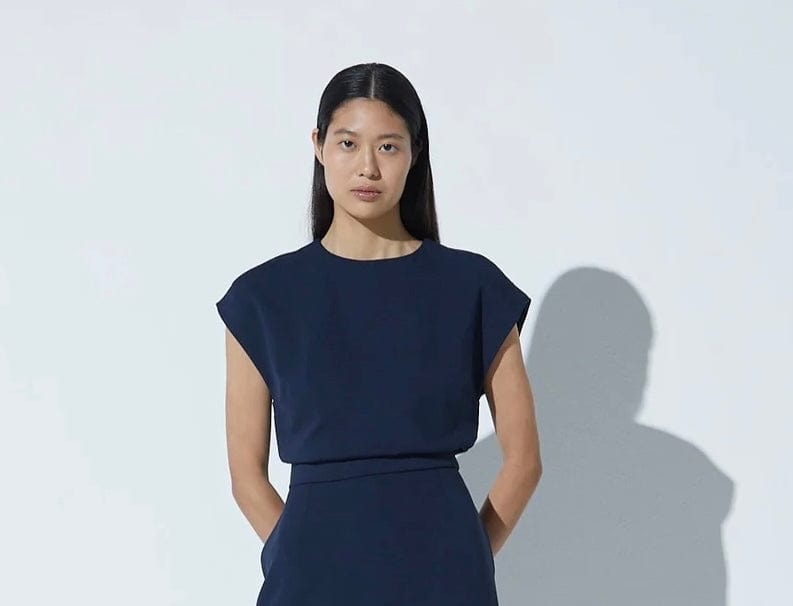 Viviane Furrier - Blusa Sem Manga com Pala Marrocan Azul Marinho