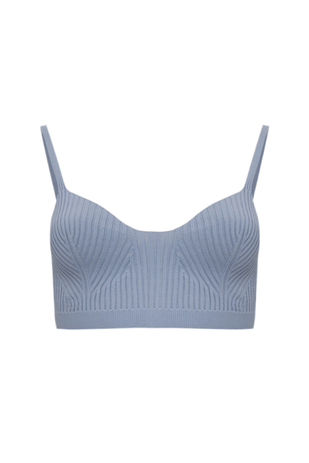 Coven - Blusa Cropped Tricot Canelado Peplum Azul Claro