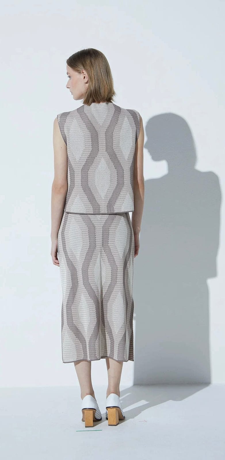 Viviane furrier - Saia Midi Lápis em Tricot Mosaico