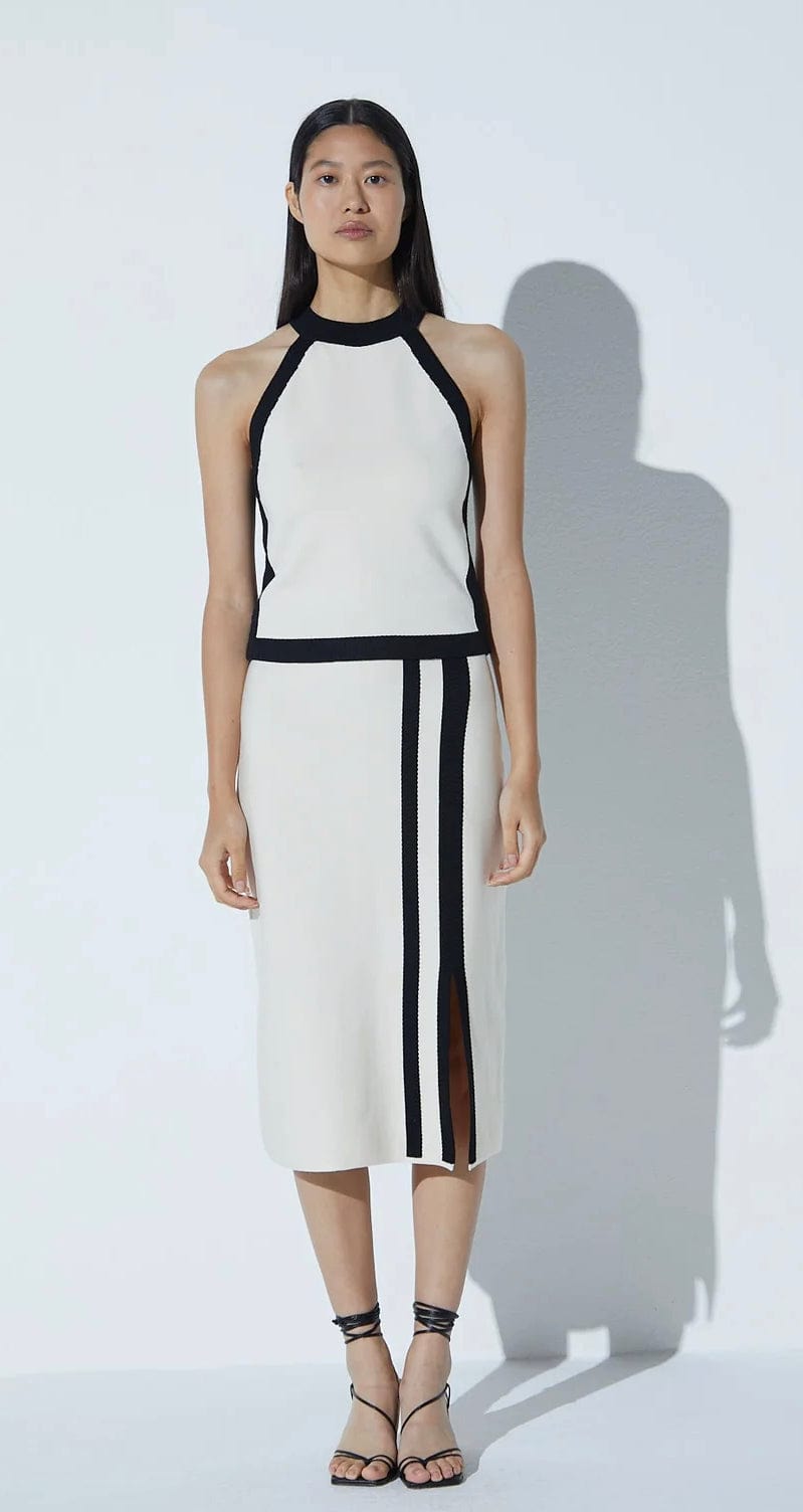 Viviane Furrier - Saia Midi em Tricot com Listras