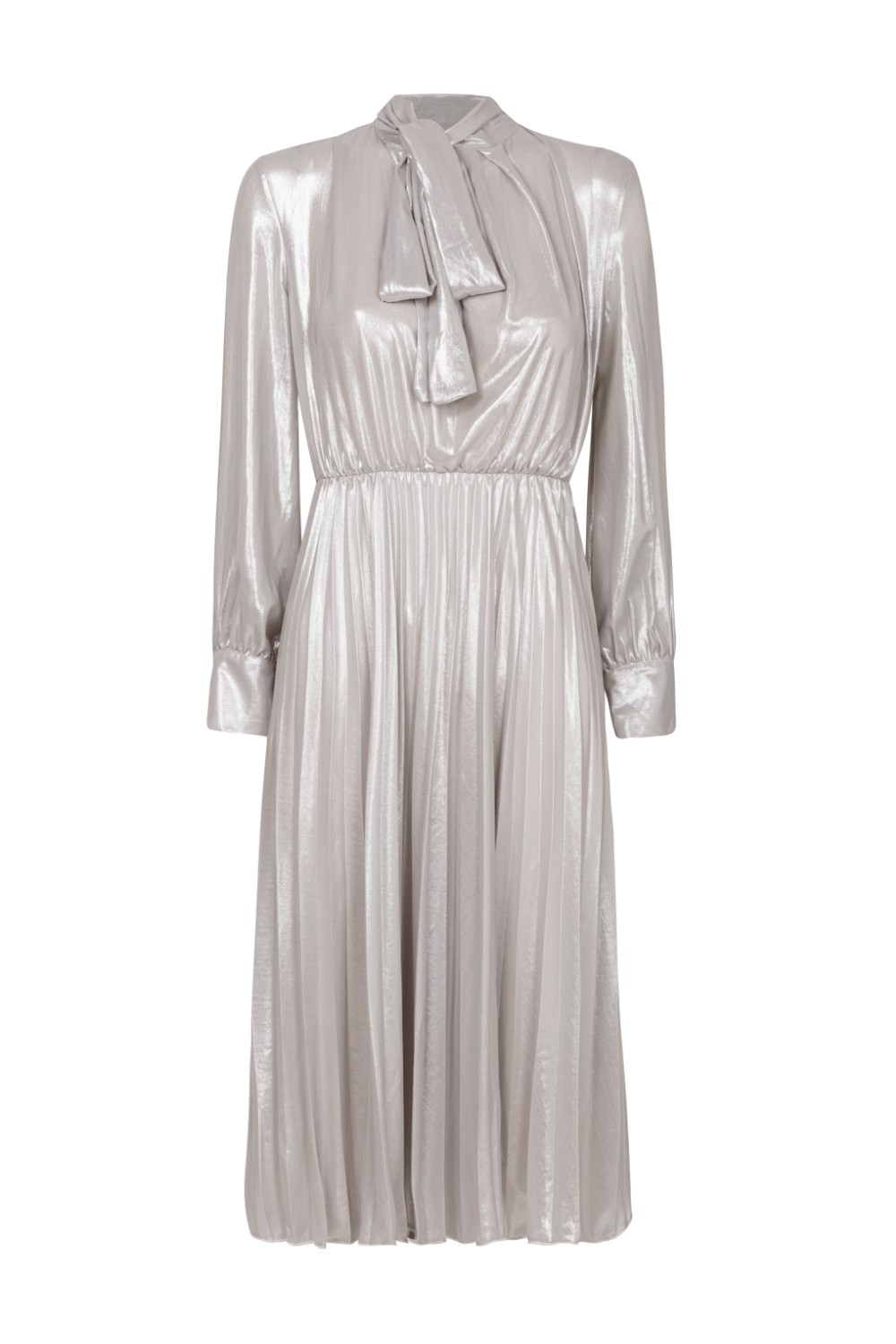 Vicolo - Vestido Mídi com Laço Frontal Prata