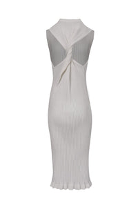 Coven - Vestido Longo Tricot Canelado Off White