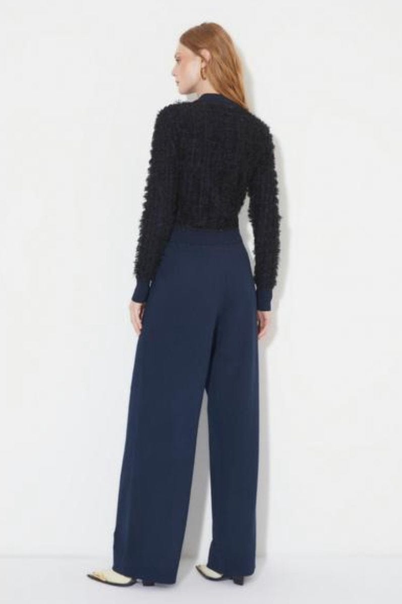 Coven - Casaqueto Tricot Textura Franjado Azul Marinho