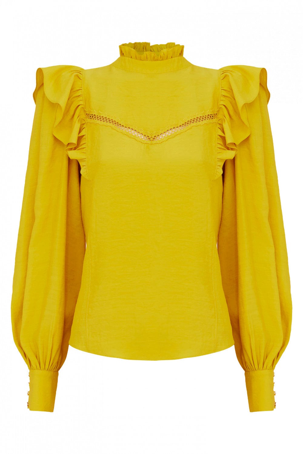 Karmani - Blusa Manga Longa Gola Alta Amarelo