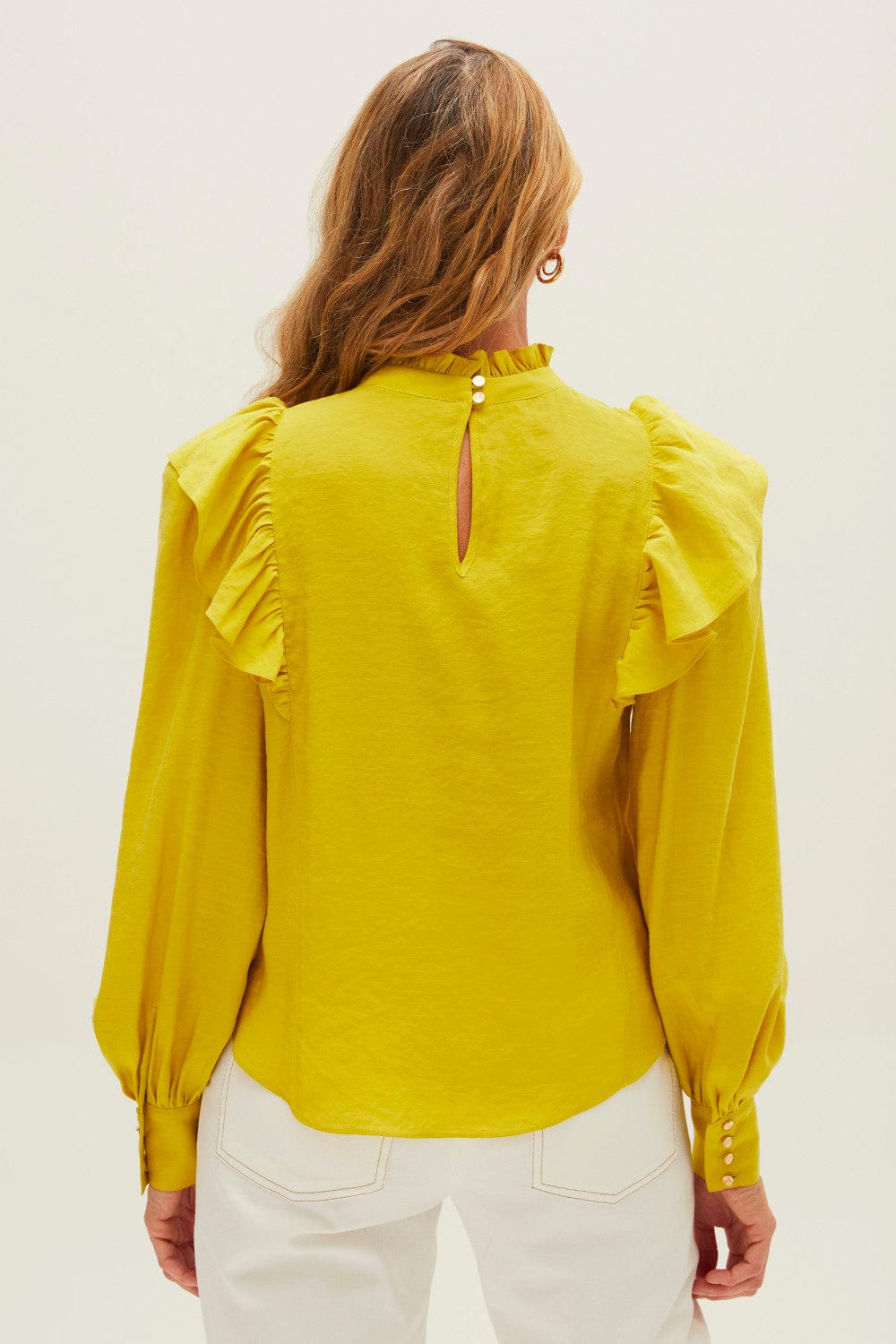 Karmani - Blusa Manga Longa Gola Alta Amarelo
