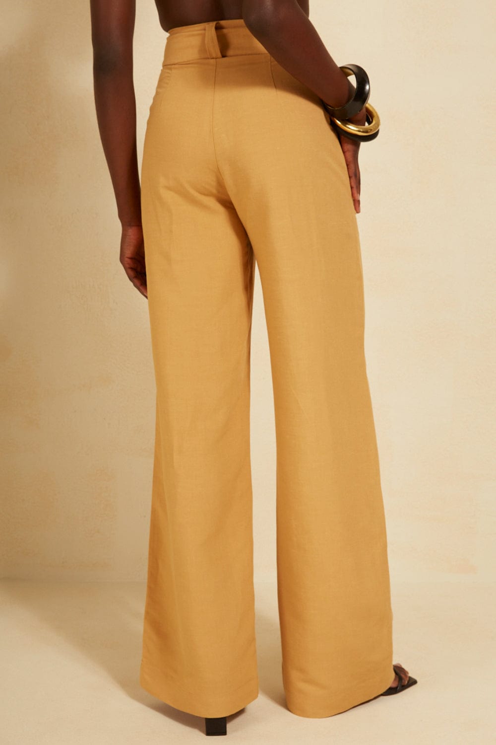 L'Cecci - Calça Alfaiataria Viscolinho Bege