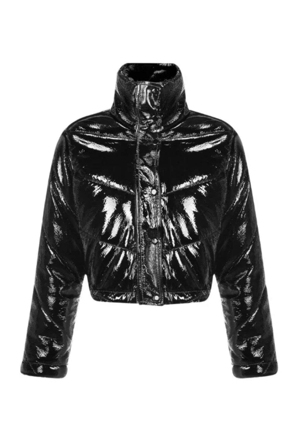 M Leal - Jaqueta Puffer Bomber Vinil Preto