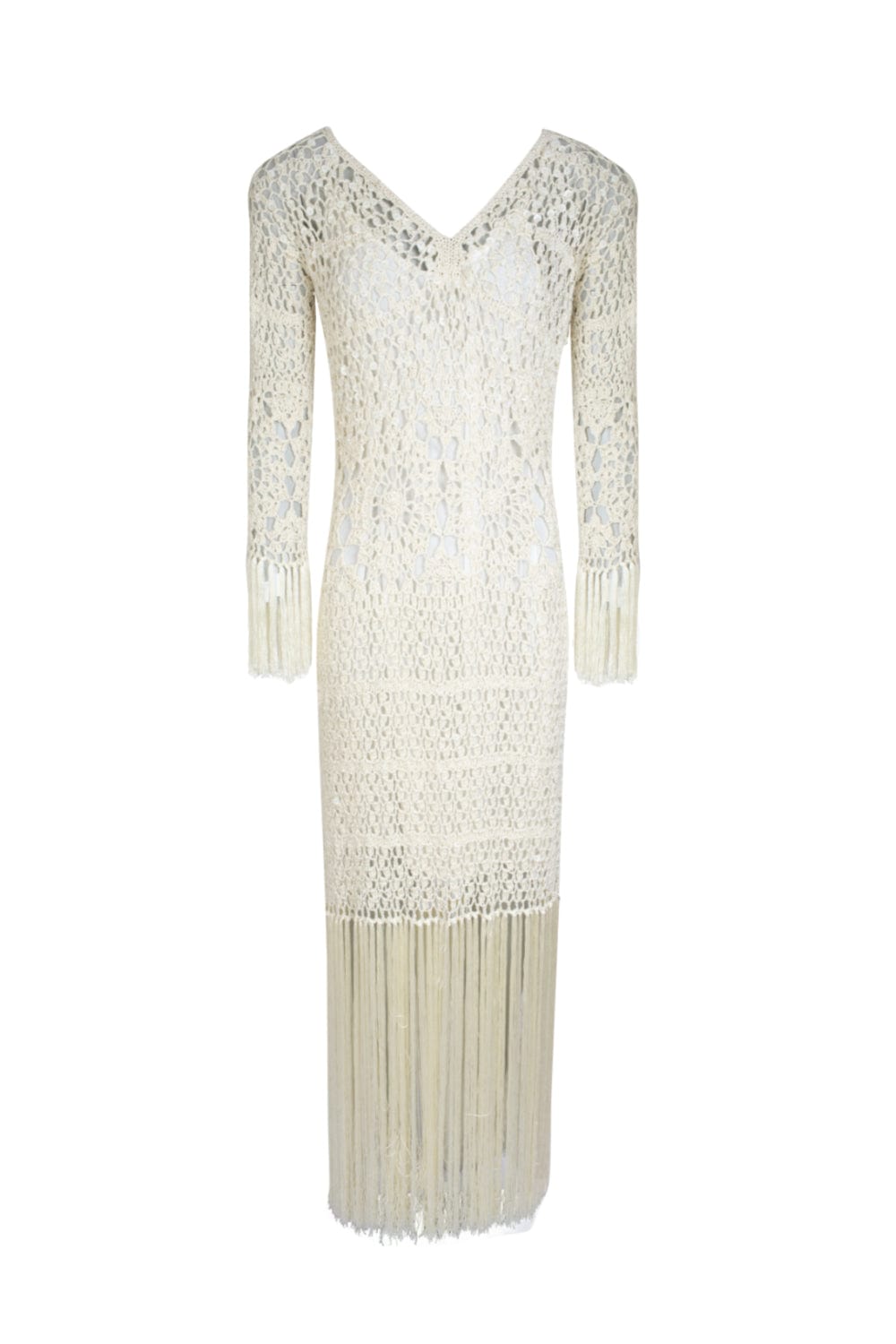 Denise Valadares - Vestido Longo Crochetado Off White