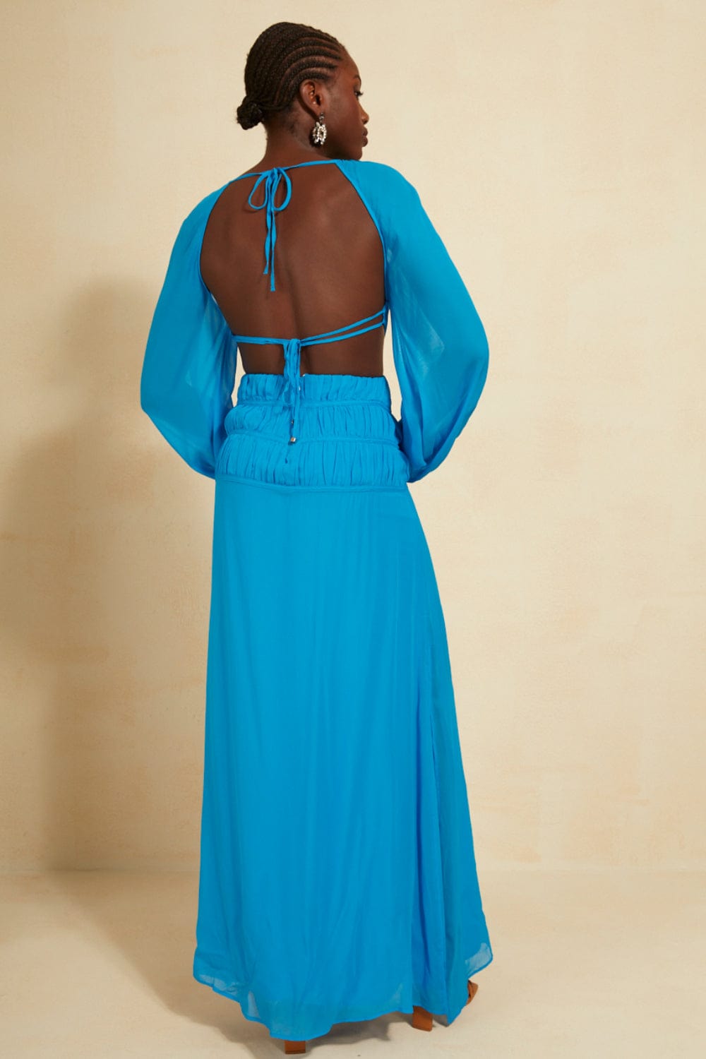 L'Cecci - Vestido Longo Viscose Azul