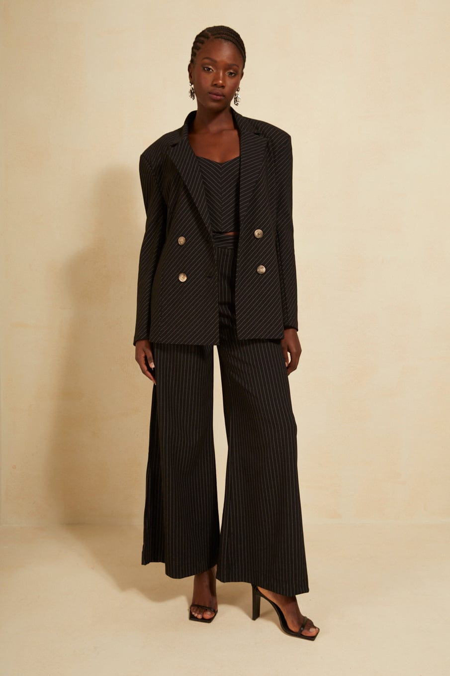 L'Cecci - Calça Pantalona Risca de Giz