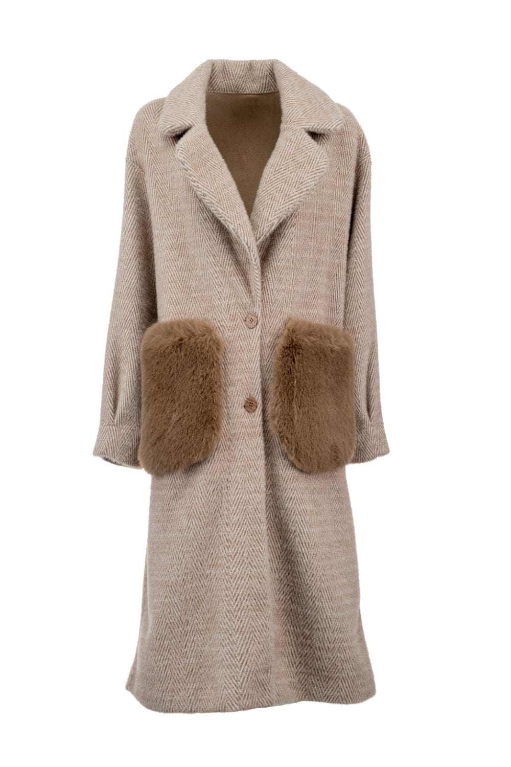 Alex Max  - Sobretudo 7/8 dupla face Bege