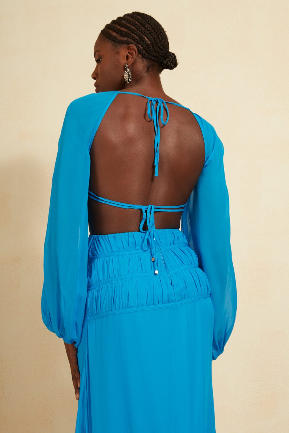 L'Cecci - Vestido Longo Viscose Azul