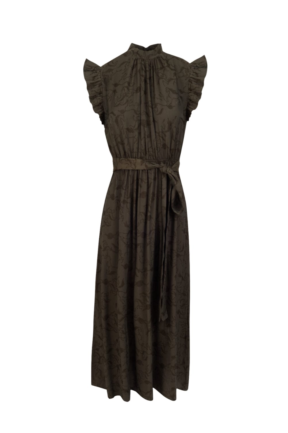 L'Cecci - Vestido Midi Jacquard Verde Escuro