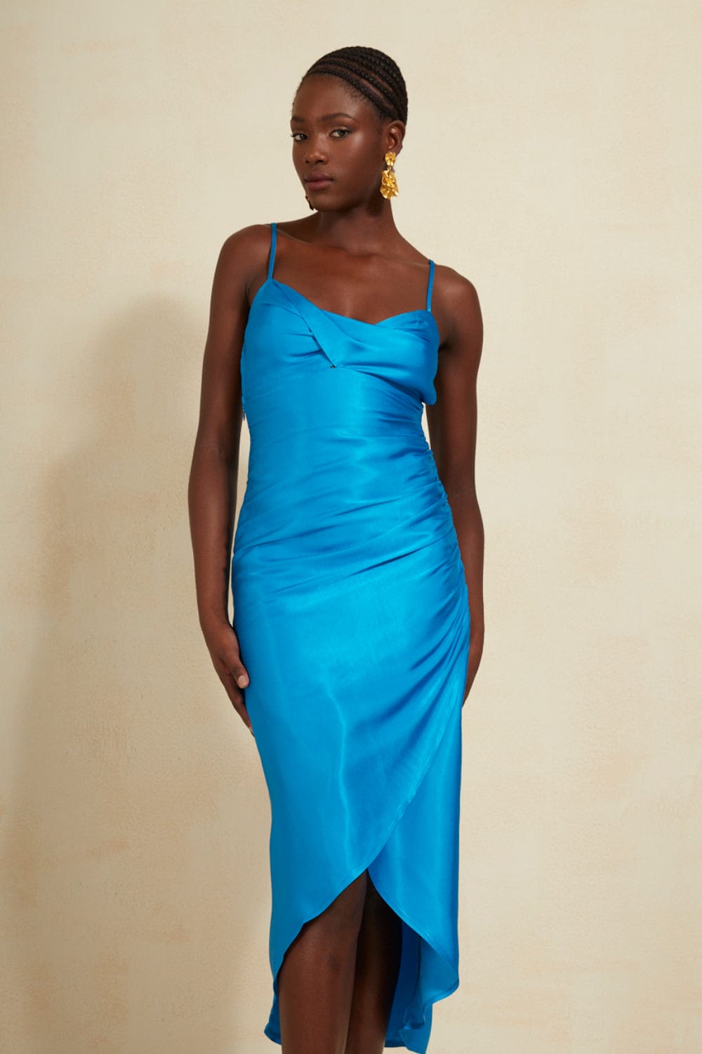 L'Cecci - Vestido Midi Alça Fina Azul