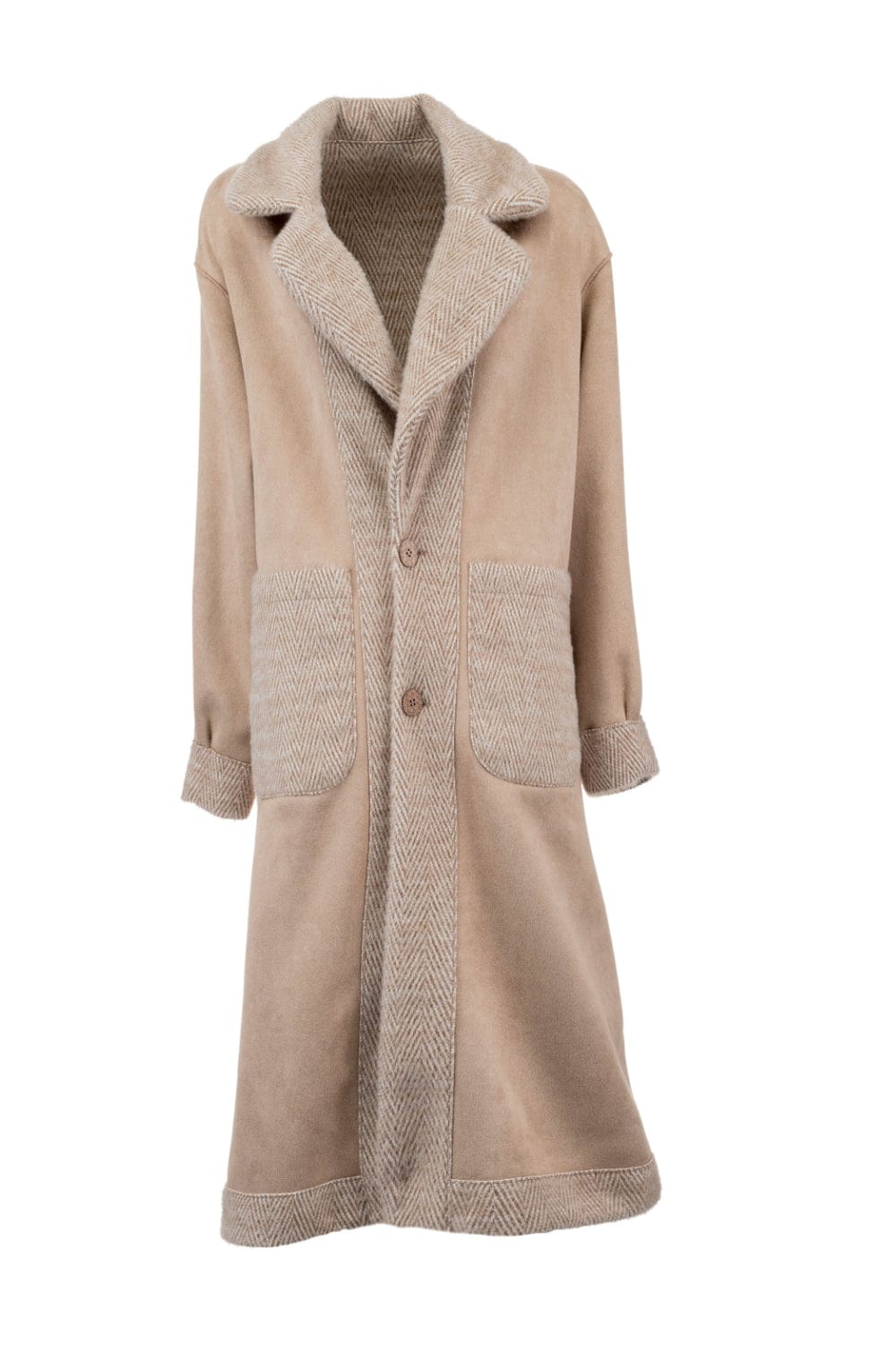 Alex Max  - Sobretudo 7/8 dupla face Bege