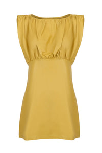 M Leal - Vestido Mini Bluse Couro Amarelo