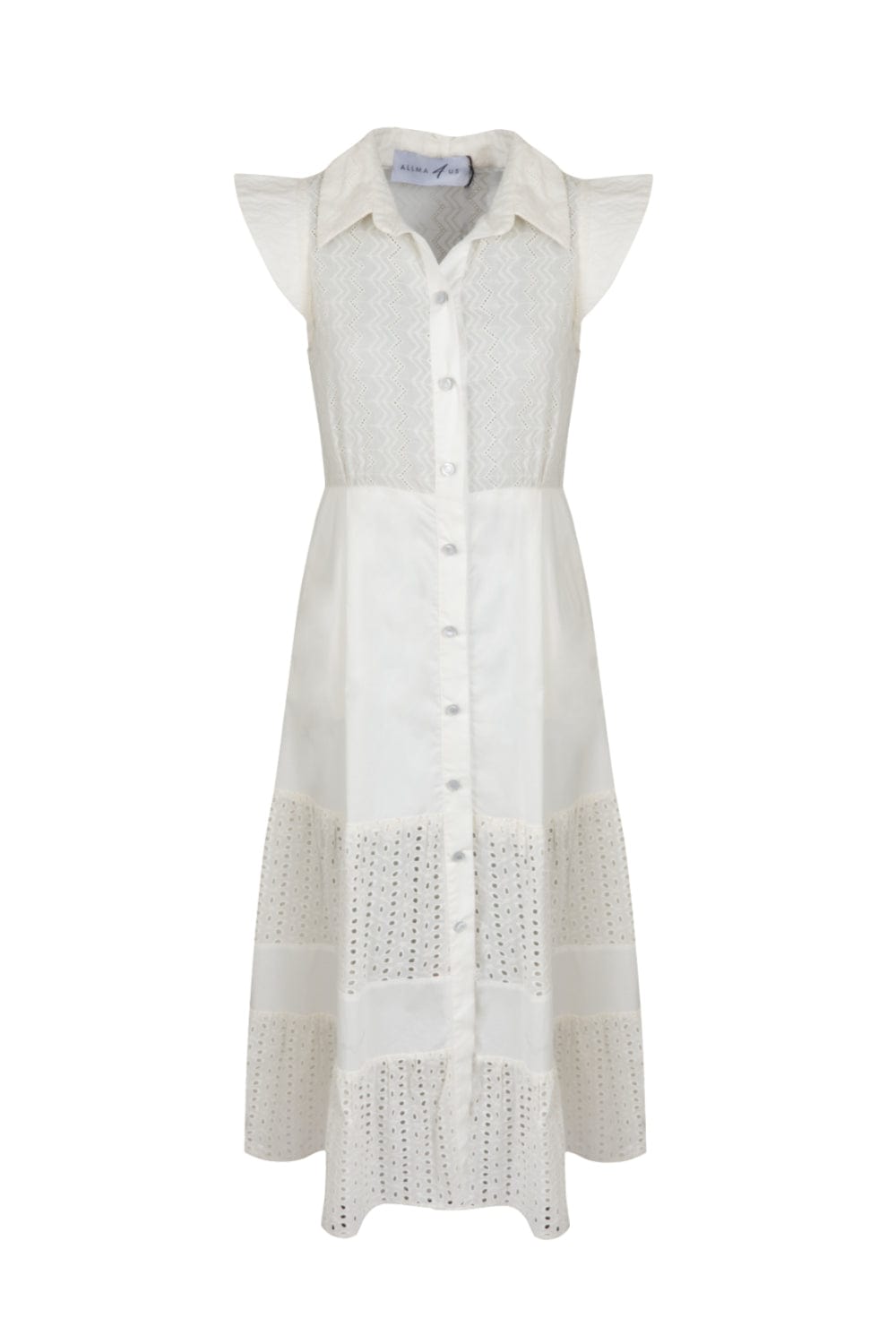 Allma For Us - Vestido Midi Longuete Laise Off White