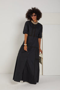 Spell - Vestido Longo Manga 3/4 Preto