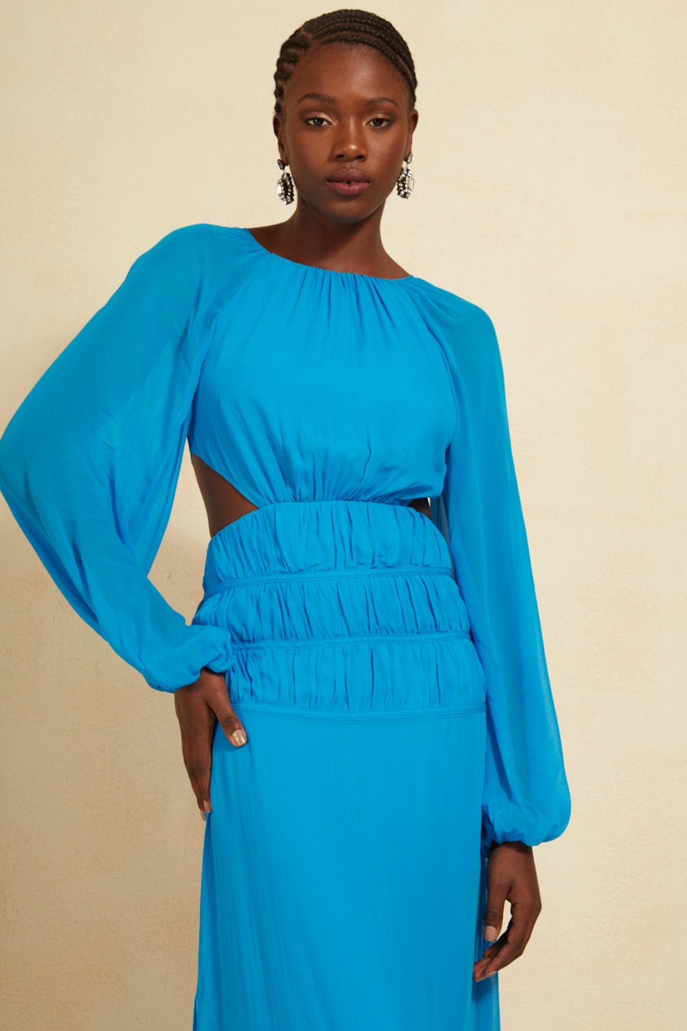 L'Cecci - Vestido Longo Viscose Azul