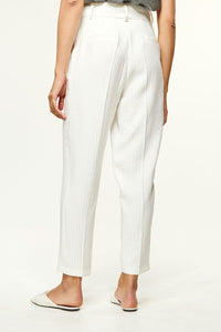 Access - Calça Alfaiataria Cintura Alta Striped Off White